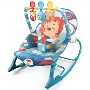 Baby Rocker with deep cradle seat and 3-point safety harness for secure infant support