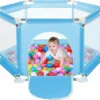 Baby play pen with 50 soft balls providing a safe indoor play area for babies