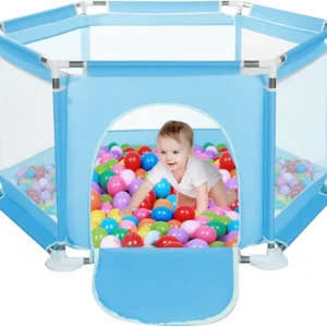 Baby play pen with 50 soft balls providing a safe indoor play area for babies