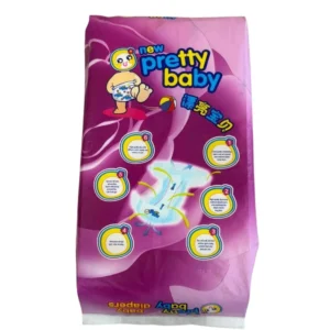 Pretty Baby Diapers – Size L (9-13 kg) | 12-Hour Absorbency | Travel Pack (4 Pcs)