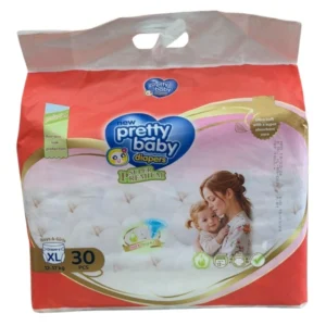Pretty Baby Super Premium Diapers – Size XL (12-17 kg) | Overnight Protection | 30 Pcs