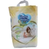 Pretty Baby Super Premium diaper pants, Size M (6-11 kg), featuring a 60-piece count and convenient top carry handle. The packaging shows a mother and her baby with icons for 360-degree stretch and 12-hour leak-free protection.