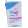 Sebamed Baby Shampoo packaging box, featuring the pH 5.5 clinically tested seal and highlighting its mild no-tears formula with Camomile for a delicate scalp.