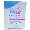 Front view of the 500ml Sebamed Baby Bubble Bath packaging box, displaying the pH 5.5 clinical stamp and product benefits highlighting its extra mild cleansing formula with Camomile.