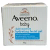 Front view of Aveeno Baby Daily Moisture Hydrating Facial Gel 60g packaging box, displaying the prebiotic oat graphic and text detailing its ultra-light, non-sticky 24-hour hydration formula.