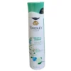 Front view of a tall, white 150ml Yardley London Imperial Jasmine Refreshing Body Spray aerosol can, featuring delicate white and blue jasmine flower illustrations and a green cap.