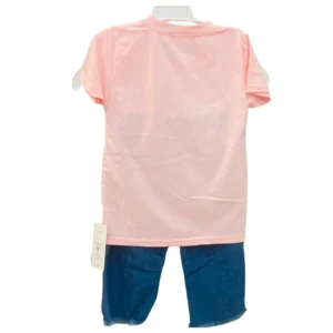Girls' T-Shirt and Denim Pant Set - XL Size