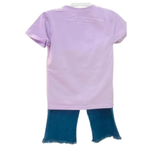Girls' T-Shirt and Denim Pant Set - L Size