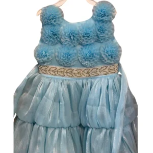 RIFFA Girls' Sky Blue 3D Floral Party Dress 20 SIZE