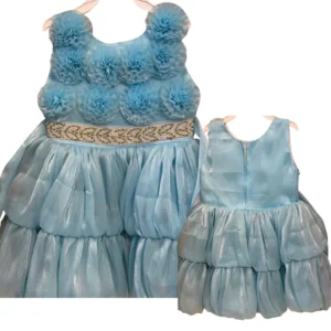 RIFFA Girls' Sky Blue 3D Floral Party Dress 20 SIZE