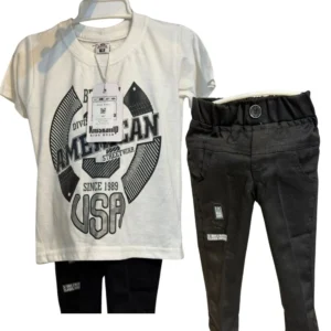 KIDS KAMP Boys' 3-Piece T-Shirt and Black Trousers (Size 16)