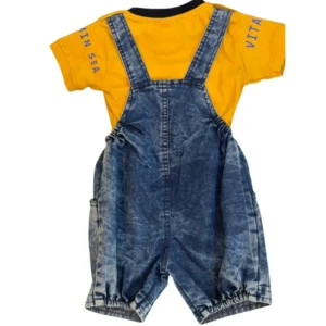 Kids Club Boys' Trendy Denim Dungaree and T-Shirt Set