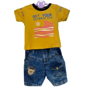Kids Club Boys' Trendy Denim Dungaree and T-Shirt Set