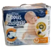 A jumbo pack of orange and blue Velona Cuddles Overnyts Ultra Slim tape-style diapers in size Medium (M) with 26 pieces, suitable for babies weighing 6 to 10 kg.