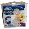 A pack of blue and purple Velona Cuddles Overnyts Ultra Slim tape-style diapers in size Extra Large (XL) containing 22 pieces, designed for toddlers weighing 12 kg and above.