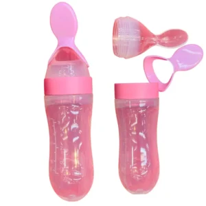 Silicone Baby Food Feeder Bottle with Spoon