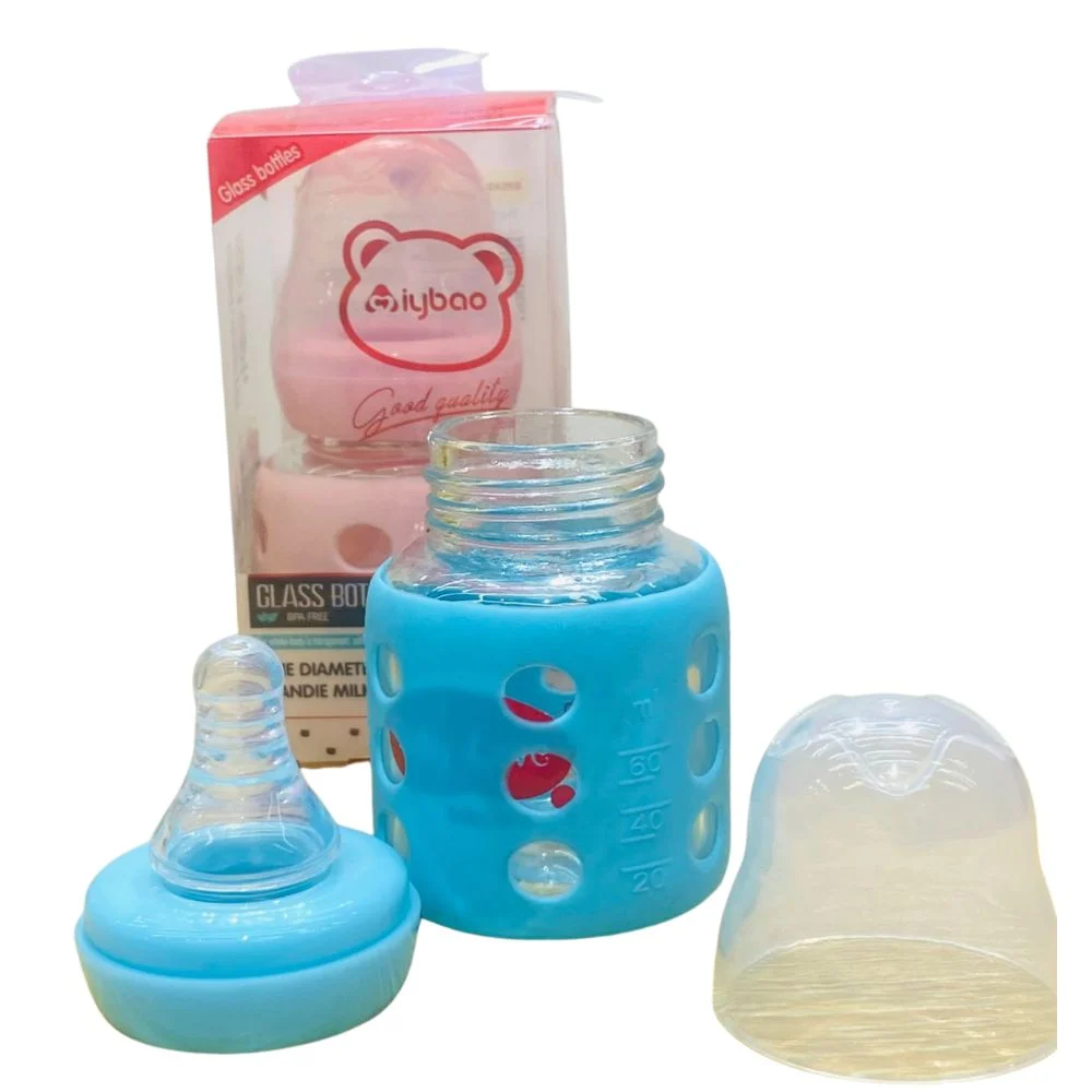 Glass Baby Feeding Bottle with Protective Silicone Sleeve 60ml