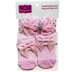 Mengmeixin Baby Girl Headwrap and Socks Gift Set