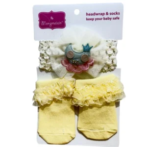 Mengmeixin Baby Girl Headwrap and Socks Gift Set