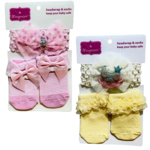Mengmeixin Baby Girl Headwrap and Socks Gift Set