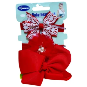 Chieea 3-Piece Baby Girl Red Headband Set