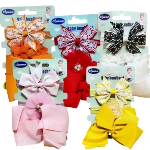 Chieea 3-Piece Baby Girl Red Headband Set