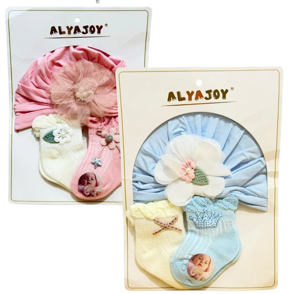 Alyajoy Baby Turban Hat and Socks Gift Set